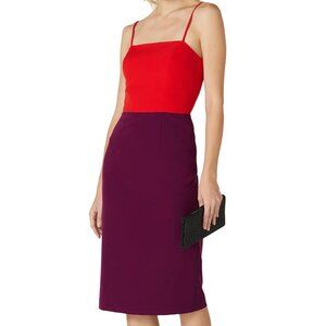 Milly Dress - Women's 4 Red Purple - Shift Colorblock Spaghetti Strap